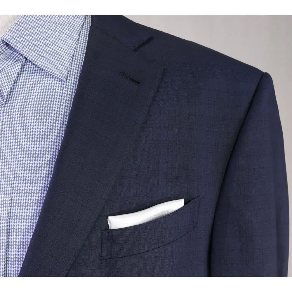 Ermenegildo Zegna 15 Milmil 15 Current Navy Blue Plaid 2Btn Sportcoat Blazer 42S